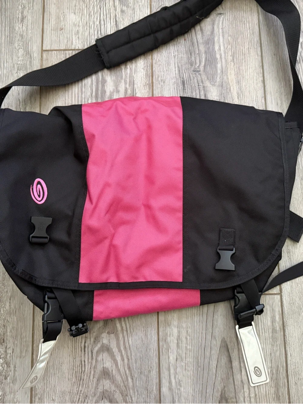 Timbuk2 Black and Pink Messenger Laptop Bag